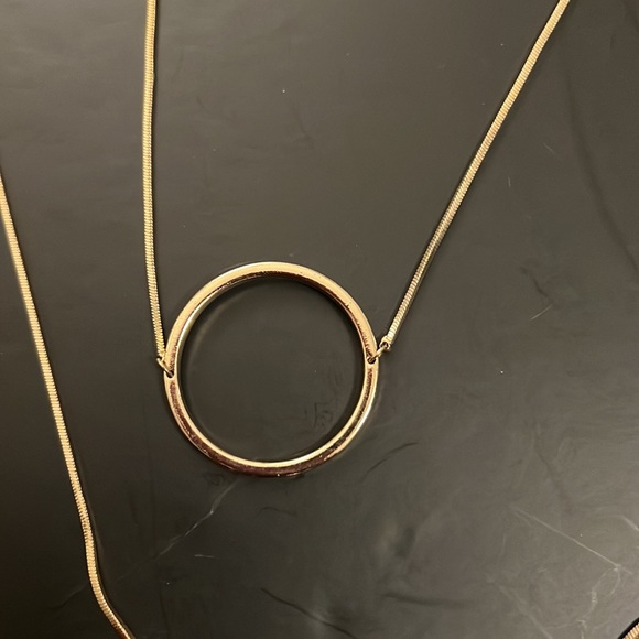 Zara  Long Gold Tone Circular Detail Necklace - NWT - Picture 7 of 9